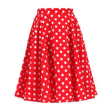Autumn High Waist Skirt Cotton Womens Polka Dot Floral Print Vinatge Swing Pinup Rockabilly 50s Retro Vintage Party Skirts