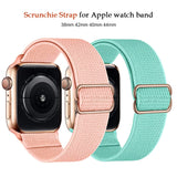 Scrunchie Strap for Apple watch band 44mm 40mm 38mm 42mm Adjustable Elastic Nylon solo Loop bracelet iWatch series 3 4 5 6 se
