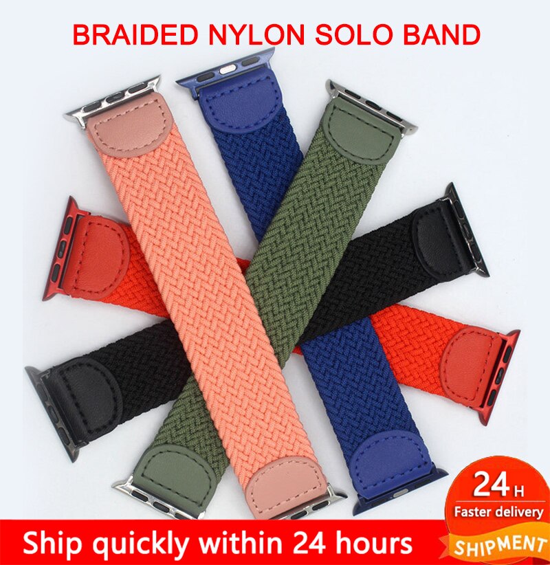 Nylon Braided Solo Loop Elastic Strap for Apple Watch Series 6 Se Band for IWatch Serie 6 5 4 3 Bands Belt Bracelet 40mm 44mm