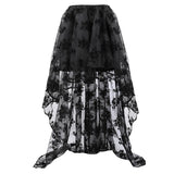 Women Asymmetrical High Low Tulle Long Skirt Wedding Party Fashion Sexy Irregular Floral Skirts Black/White/Black Red Plus Size