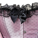 Women Sexy Satin Lace Trim Overbust Corset Showgirl Waist Cincher Body Shaper Slim Burlesque Corset Bustier Lingerie Top