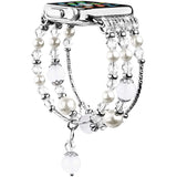 Diamond Jewelry Strap For Apple Watch 7 41mm 45mm Band 38/42mm Women Pearl Elastic Belt For iWatch Bands SE 6 5 40/44mm Bracelet