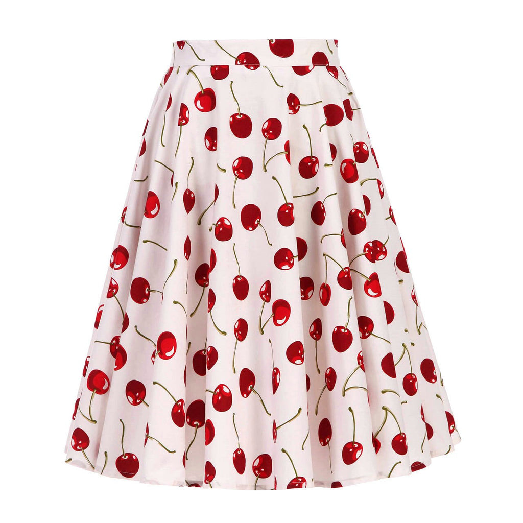 Autumn High Waist Skirt Cotton Womens Polka Dot Floral Print Vinatge Swing Pinup Rockabilly 50s Retro Vintage Party Skirts