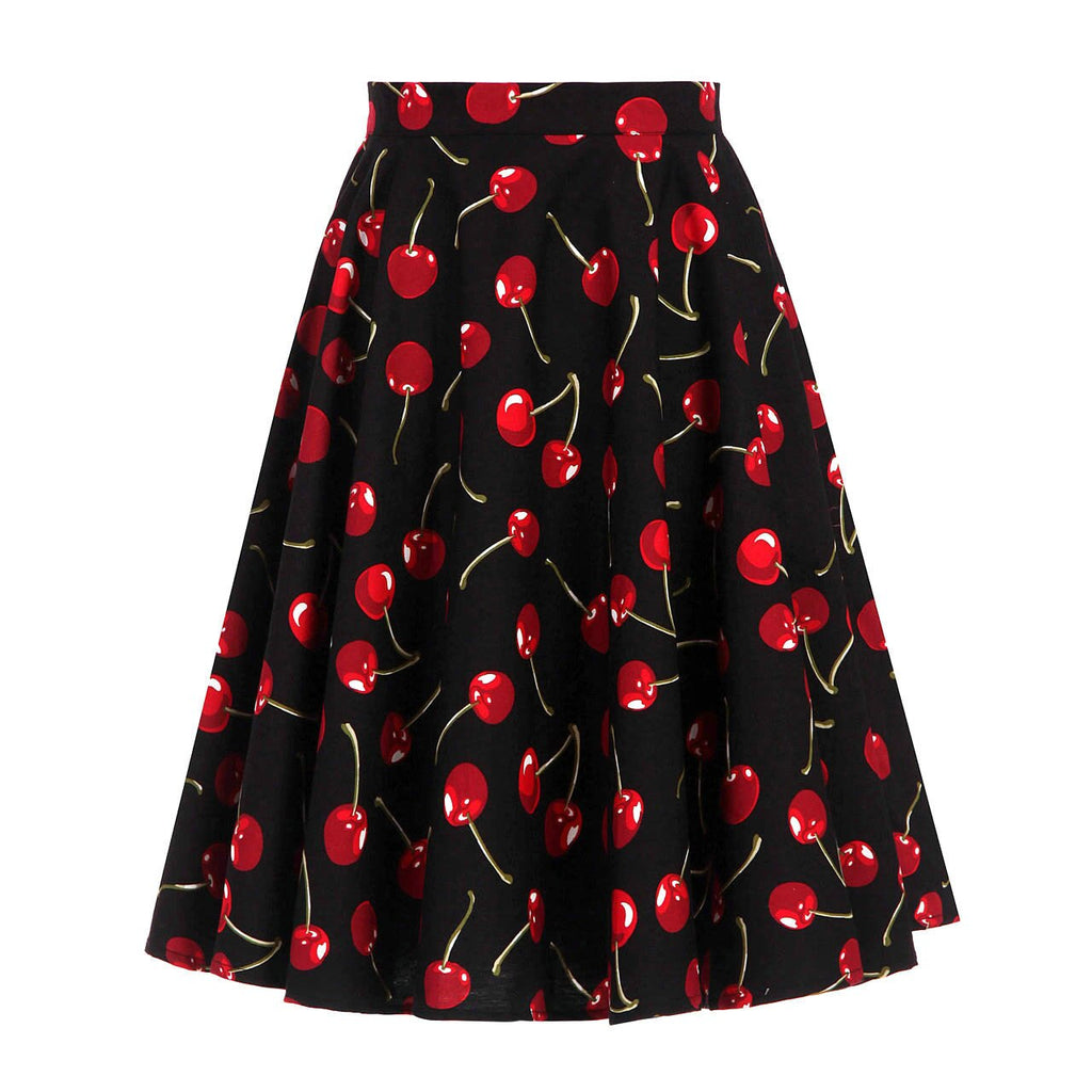 Autumn High Waist Skirt Cotton Womens Polka Dot Floral Print Vinatge Swing Pinup Rockabilly 50s Retro Vintage Party Skirts