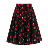 Autumn High Waist Skirt Cotton Womens Polka Dot Floral Print Vinatge Swing Pinup Rockabilly 50s Retro Vintage Party Skirts