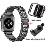 Diamond Band + case For Apple Watch 40mm 44mm 38mm 42mm iWatch series 5 4 3 2 1 bracelet apple watch stainless steel strap women