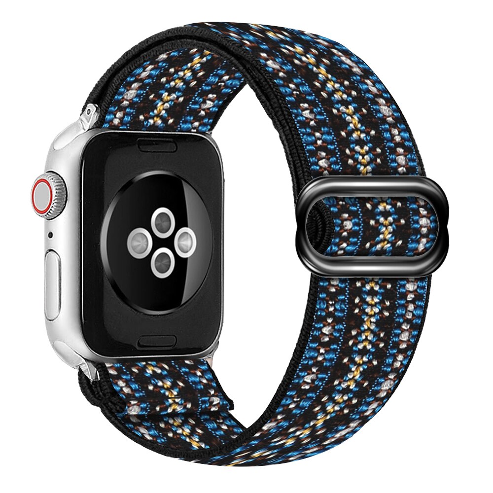 Braided Nylon Loop Elastic Buckle for Apple Watch Band 44mm40mm SE 65 Leopard Bracelet Strap on Smart iWatch Series 38mm42mm 432
