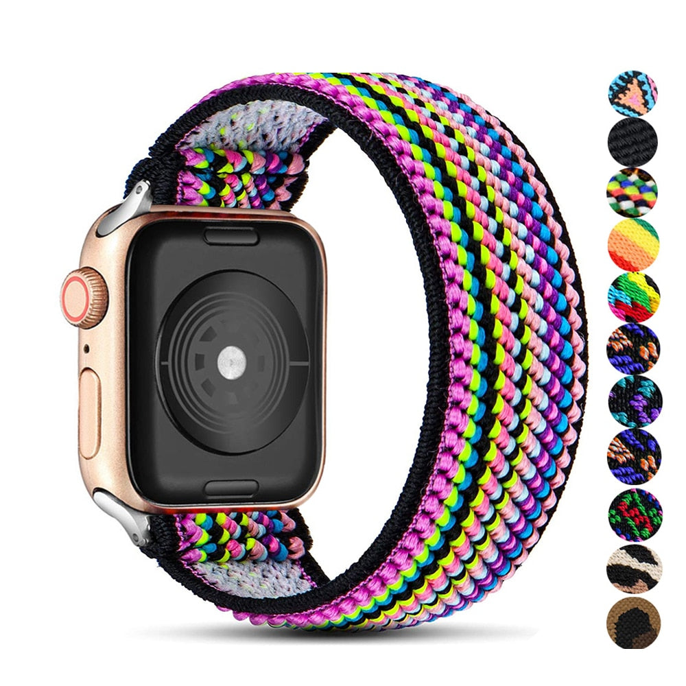 Strap for Apple watch band 40mm 38mm 44mm 42mm Bohemia Elastic belt solo loop Scrunchie bracelet correa iWatch series 3 4 5 se 6