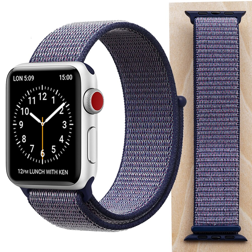 High Quality Nylon Sport Loop Replacment for Apple Watch band 44mm Series 5 4 3 2 1 Breathable Woven Strap 42mm iwatch 40mm 38mm