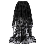 Women Asymmetrical High Low Tulle Long Skirt Wedding Party Fashion Sexy Irregular Floral Skirts Black/White/Black Red Plus Size