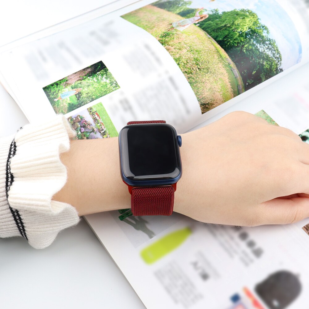 Soft And Comfortable Nylon Loop Elastic Buckle Apple Watch Band 38mm 42mm Series 6 Se 543 2 1 For Iwatch Strap Nylon Braid 44mm