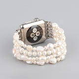 Bracelet For Apple Watch Se 44mm Strap Correa Woman Bling Pearl Beads Elastic Iwatch 3 Bands 38mm 40mm Wristband Accessories