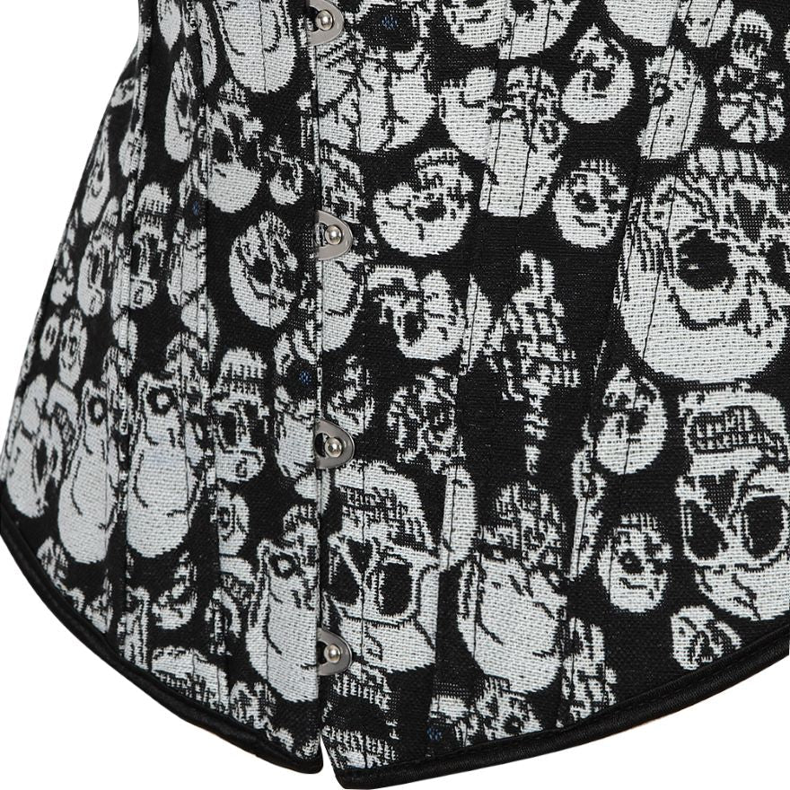 Women Sexy Skull Print Overbust Corset Gothic Waist Cincher Slimming Lace Up Corset Bustier Lingerie Top Plus Size