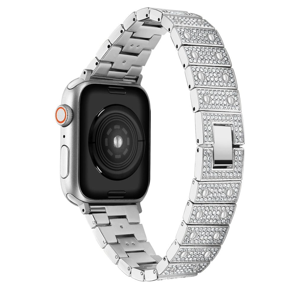 Diamond Strap for Apple Watch Band 7 6 41mm 45mm 44mm 40mm Jewelry Metal Bracelet for iWatch Series 7 SE 5 3 38/42mm Wristbands