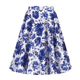 Autumn High Waist Skirt Cotton Womens Polka Dot Floral Print Vinatge Swing Pinup Rockabilly 50s Retro Vintage Party Skirts
