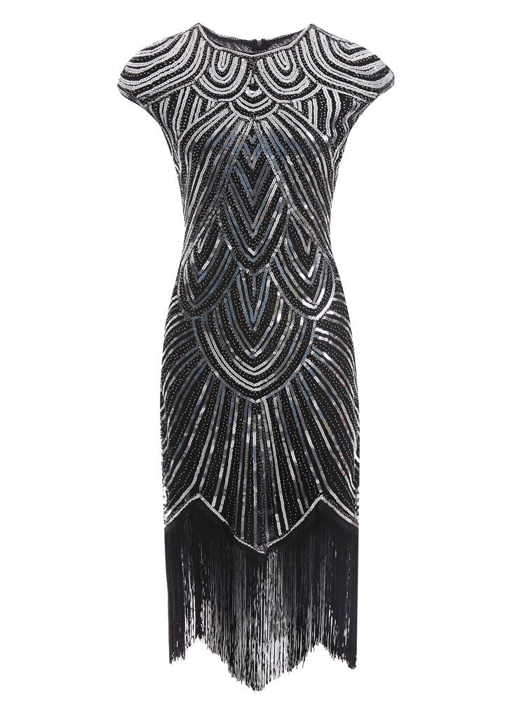 Women's 1920S GATSBY Sequins O-neck Beaded Fringed Dress Hot Club & Night Out Dresses Sexy Fringed Night Club Dress