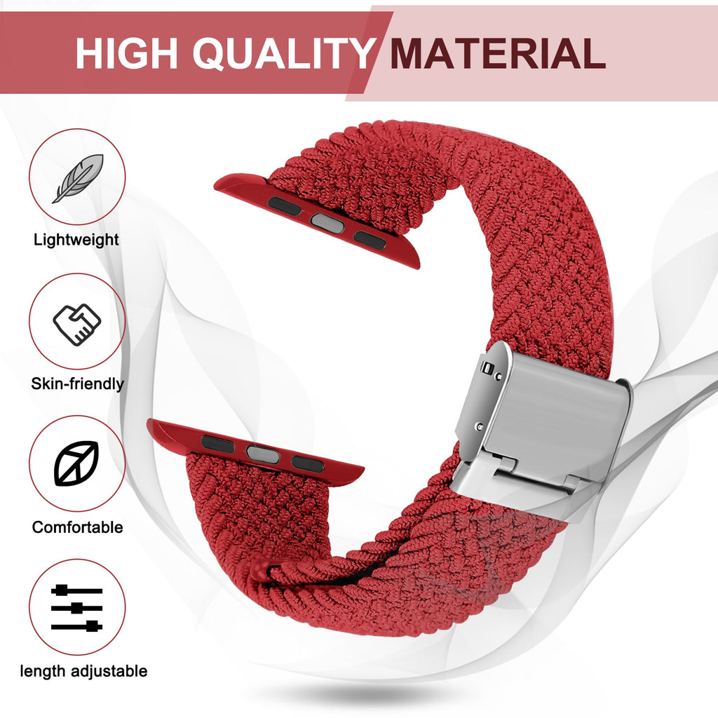 Adjustable elastic nylon Apple Watch Bands 44mm 40mm 38mm 42mm, iWatch Bands for Women Men, Adjustable Braided Solo Loop