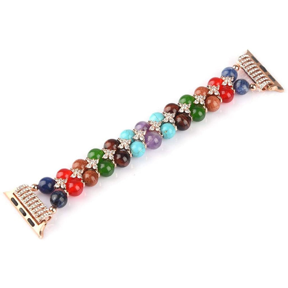 Women's Jewelry Strap For Apple Watch Band 6 5 4 40/44mm Diamond Stainless steel Agate Bracelet For iWatch Series 3 38/42mm Band