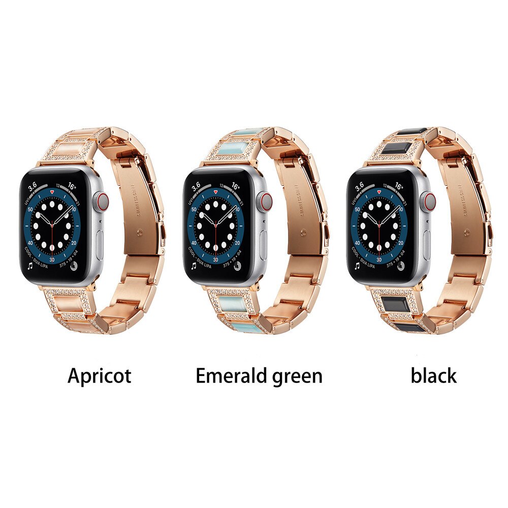Diamond Stainless Steel Strap For Apple Watch Band 6 40mm 44mm Women Opal Luxury Bracelet iwatch series Strap 5 4 SE 3 38mm 42mm