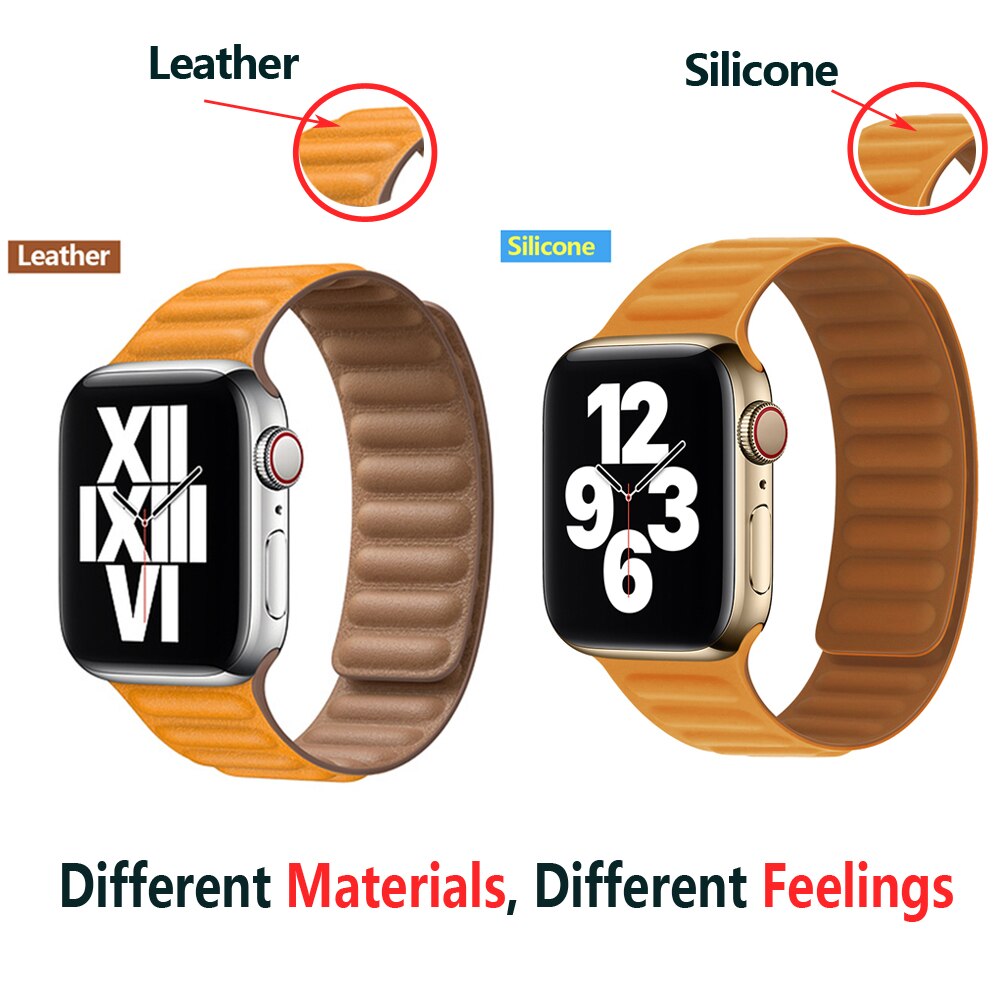 Leather Link strap For Apple watch band 44mm 40mm 38mm 42mm watchabnd original Magnetic Loop bracelet iWatch seires 3 5 4 6 SE