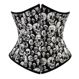 Women Gothic Skull Print Overbust And Underbust Corset Waist Trainer Body Shaper Slim Corset Sexy Bustier Lingerie Top Plus Size