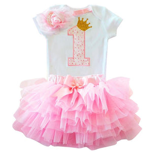 Baby Girl Birthday 1 Year Baptism Tutu Dress Princess Toddler Girl Party Outfits
