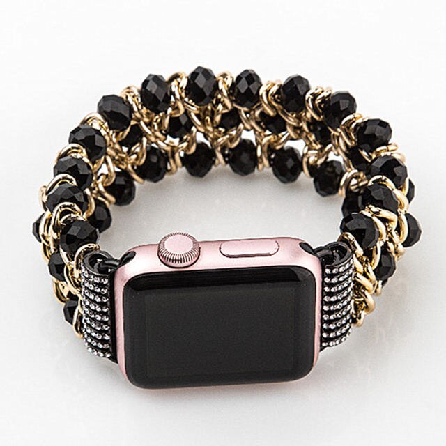 Handmade Pomegranate Shape Agate Beads Elastic Band for Apple Watch 5 40MM 44MM Watch Bracelet For iwatch Series 4/3/2 38mm 42mm