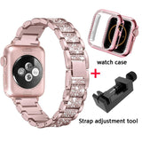 Diamond Band + case For Apple Watch 40mm 44mm 38mm 42mm iWatch series 5 4 3 2 1 bracelet apple watch stainless steel strap women