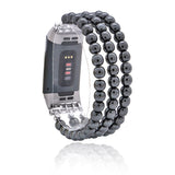 Women Natural Stone Elastic Watchband For Fitbit Charge 3/4 Handmade Beads Smart Watch Strap For Unisex Watch Bracelet Wristband