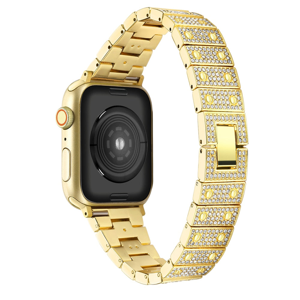 Diamond Strap for Apple Watch Band 7 6 41mm 45mm 44mm 40mm Jewelry Metal Bracelet for iWatch Series 7 SE 5 3 38/42mm Wristbands
