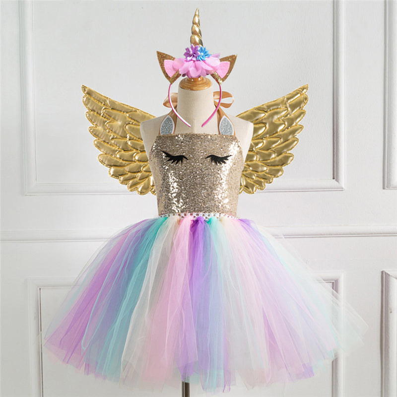 Unicorn Costume for Girls Dress Up Clothes for Little Girls Rainbow Unicorn  Tutu with Headband Birthday Gift