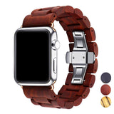 Wooden strap for Apple watch band 44mm 40mm iWatch band 42mm 38mm Metal Butterfly clasp bracelet Apple watch series 6 5 4 3 se