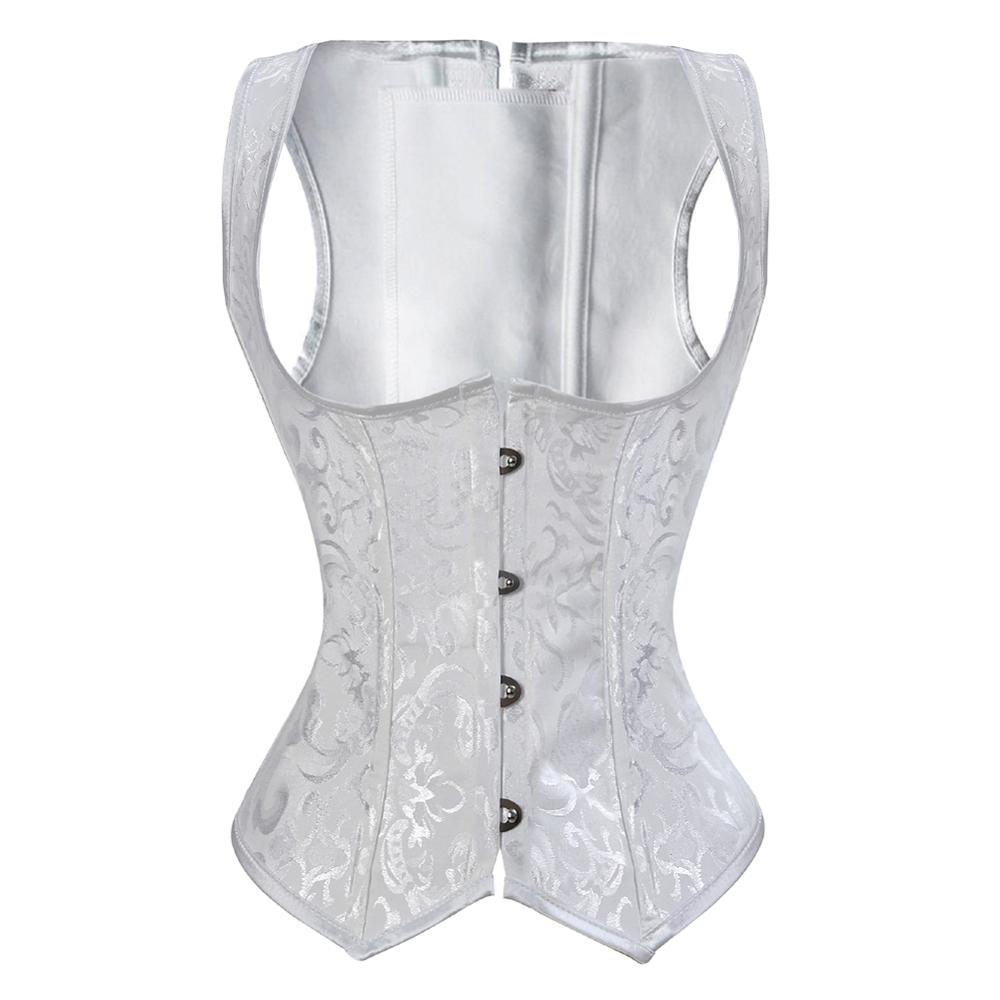 Women Gothic Sexy Jacquard Underbust Corset Vest Slimming Waist Training Brocade Straps Corsets Bustiers Top Plus Size S-6XL