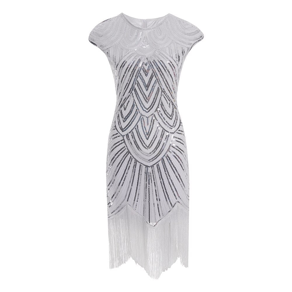 Women's 1920S GATSBY Sequins O-neck Beaded Fringed Dress Hot Club & Night Out Dresses Sexy Fringed Night Club Dress