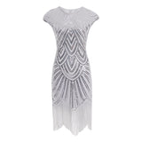 Women's 1920S GATSBY Sequins O-neck Beaded Fringed Dress Hot Club & Night Out Dresses Sexy Fringed Night Club Dress