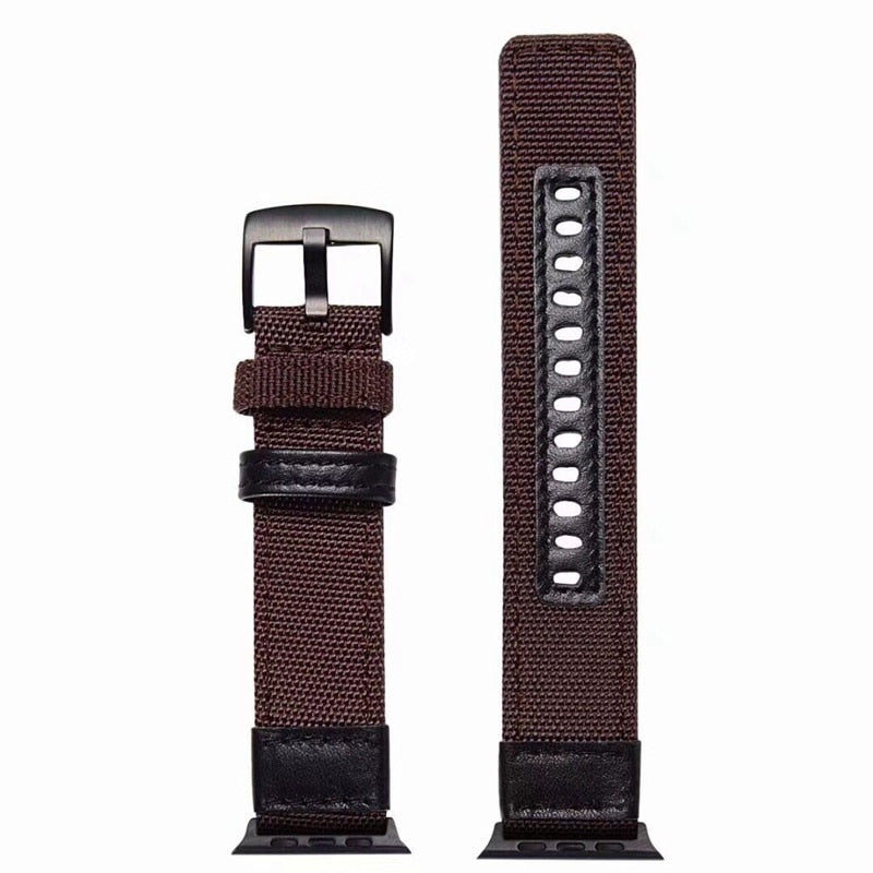 Nylon Leather Strap For Apple Watch Band 40mm 44mm 42mm 38mm Canvas Woven Wrist Bracelet Watchband for iwatch series 6 5 4 3 2 1
