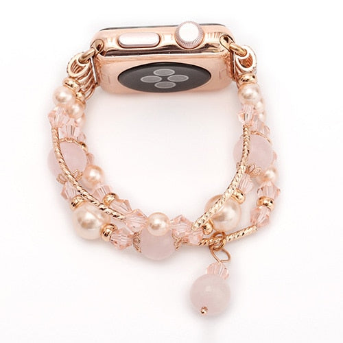 Women Bracelet Strap for Apple Watch 6 5 4 SE Band 44mm 40mm Handmade Beaded Link Watchband for iwatch Series 3 2 1 42mm 38mm
