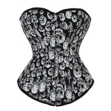 Women Gothic Skull Print Overbust And Underbust Corset Waist Trainer Body Shaper Slim Corset Sexy Bustier Lingerie Top Plus Size