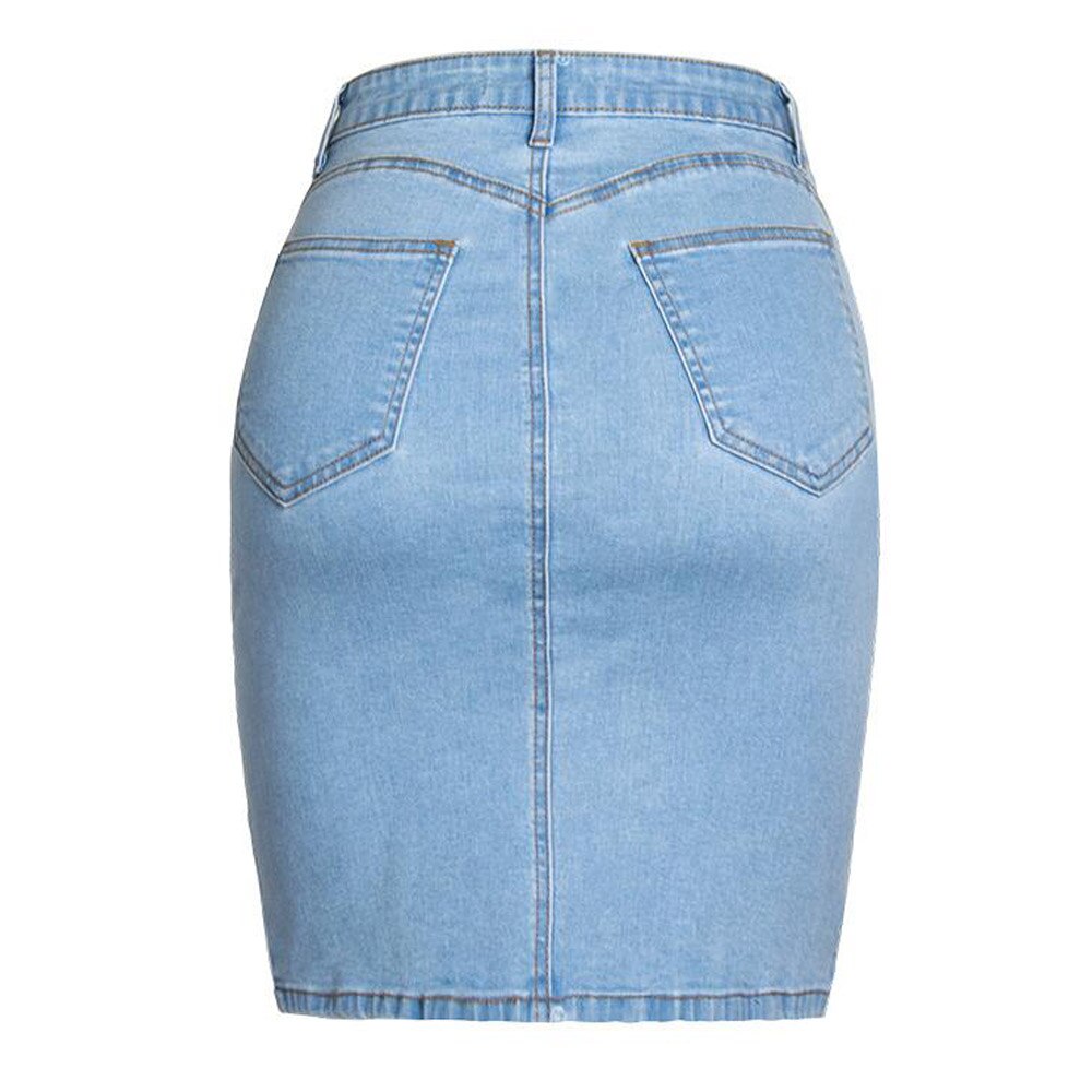 Summer High Waist Denim Sexy Streetwear Party Solid Hollow Out Black Jean Skirts