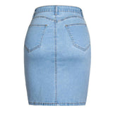 Summer High Waist Denim Sexy Streetwear Party Solid Hollow Out Black Jean Skirts