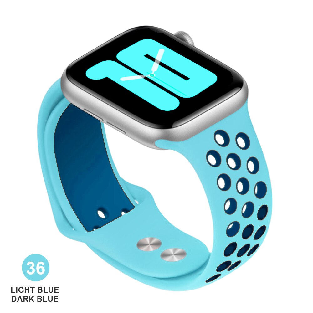Band for Apple Watch 5 4 3 2 1 42MM 38MM soft Breathable strap Silicone Sports bands for Nike+ Iwatch series 5 4 3 40mm 44mm