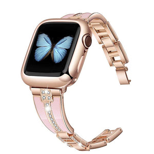Diamond Stainless Steel Strap For Apple Watch Band 6 44/40/38/42mm iWatch Series Bands 6 SE 5 4 3 jewelry Women's Belt Bracelet