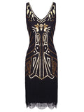 1920s Retro Sequin Tassel Dress Pin Bead Tassel Party Dinner Dress With Accessories