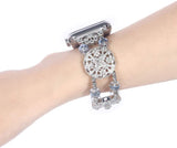Luxury metal strap compatible Apple watch 44mm 42mm 40mm 38mm Elastic wristband for iwatch 6 5 4 3 2 1SE Hand-beaded metal strap