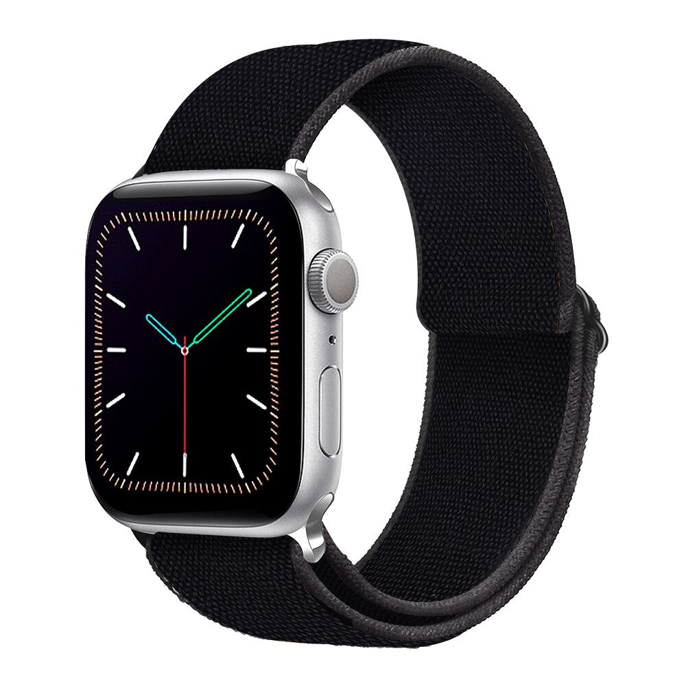 Braided Nylon Loop Elastic Buckle for Apple Watch Band 44mm40mm SE 65 Leopard Bracelet Strap on Smart iWatch Series 38mm42mm 432