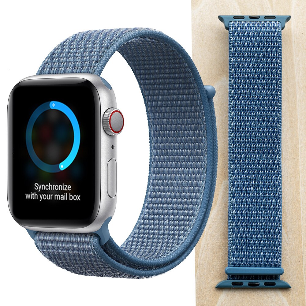 High Quality Nylon Sport Loop Replacment for Apple Watch band 44mm Series 5 4 3 2 1 Breathable Woven Strap 42mm iwatch 40mm 38mm