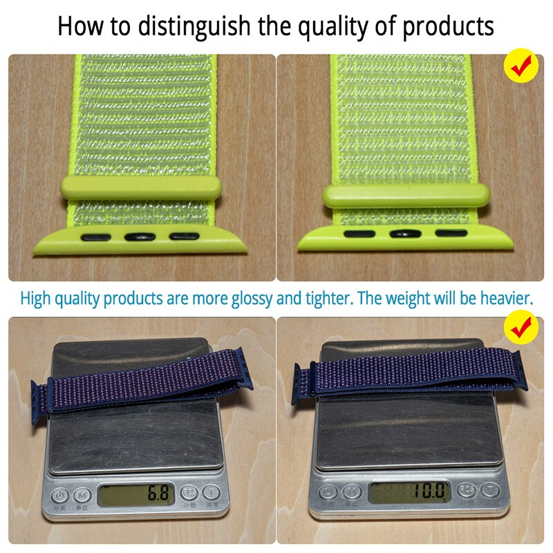 High Quality Nylon Sport Loop Replacment for Apple Watch band 44mm Series 5 4 3 2 1 Breathable Woven Strap 42mm iwatch 40mm 38mm