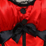 Women Sexy Satin Striped Lace Overbust Corset Bow Cup Straps Corset Zipper Side Waist Cincher Corsets Bustiers Lingerie Top