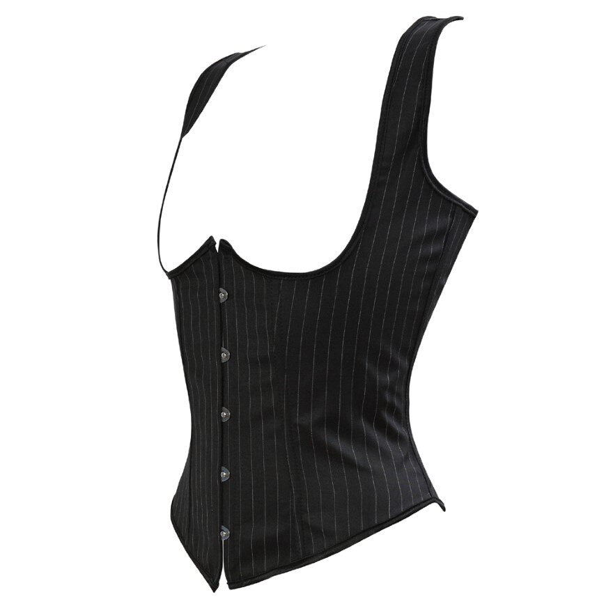 Women Gothic Sexy Striped Straps Underbust Corset Vest Waist Cincher Body Shaper Slim Corset Bustier Lingerie Top Plus Size