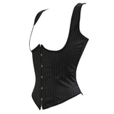 Women Gothic Sexy Striped Straps Underbust Corset Vest Waist Cincher Body Shaper Slim Corset Bustier Lingerie Top Plus Size